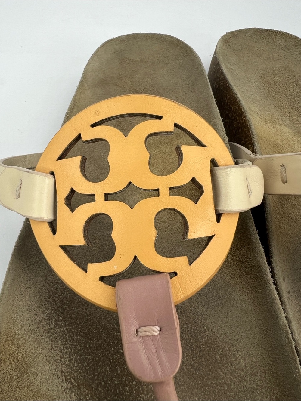 TORY BURCH MILLER CLOUD SANDALS CREAM/CARAMEL COLORS, LEATHER TOP, MILTI CORK 11 - Picture 14 of 17